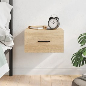 829858 vidaXL Нощно шкафче за стенен монтаж, сонома дъб, 35x35x20 см