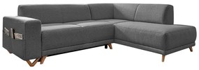 Сив разтегателен/с място за съхранение ъглов диван (десен ъгъл/L форма) Classy Sophie – Miuform