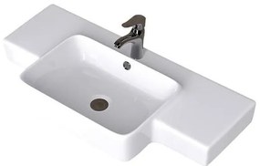 Мивка за баня ICC 8713, Inter Ceramic, стенен монтаж, с отвор за смесител, порцелан, бял, 87x43x13см