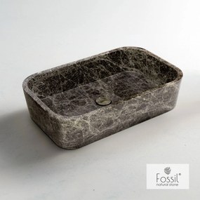 Мраморен умивалник Gaia Fossil-Черен-Дължина: 50 cm