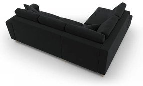 Черен кадифен разтегателен ъглов диван с място за съхранение (ляв ъгъл/L форма) Kyoto – Cosmopolitan Design