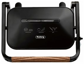 Сандвич тостер - скара Rosberg R51442K, 1300W, Защита срещу прегряване, Незалепващо покритие, Черен
