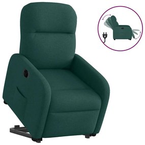 3302998 vidaXL Електрически изправящ реклайнер стол, тъмнозелен, текстил