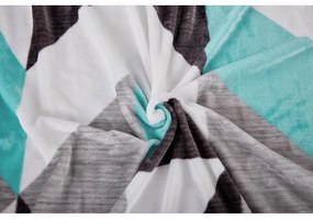 Сиво-тюркоазено единично спално бельо от микроплюш 140x200 cm Abstract – My House