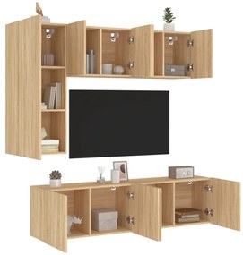 3216466 vidaXL ТВ стенни модули, 5 части, сонома дъб, инженерно дърво