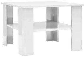 800213  Coffee Table High Gloss White 60x60x42 cm Chipboard