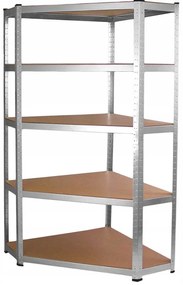 Стабилен ъглов метален рафт за съхранение с 5 рафта 180 x 90 x 30 cm