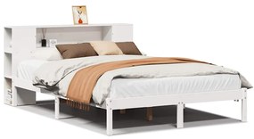 3321541 vidaXL Легло с етажерка за книги, без матрак, 140x200 см, бор масив