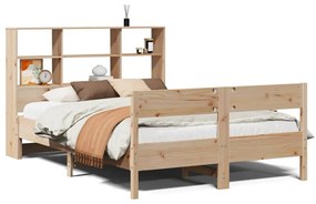 3323002 vidaXL Легло с етажерка за книги, без матрак, 135x190 см, бор масив