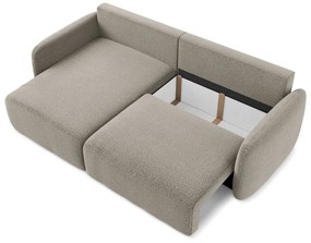 Бежов разтегателен ъглов диван с място за съхранение (ляв ъгъл) Kalena – Makamii