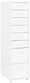 335920 vidaXL Мобилен офис шкаф, бял, 28x41x109 см, метал