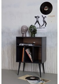 Шкаф за грамофон от масивен бор в черен и естествен цвят 60x83 cm James – WOOOD