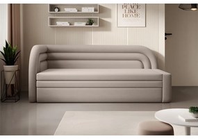 Бежов кадифен сгъваем/с място за съхранение диван ляв ъгъл 223 cm Fabillo – ELTAP