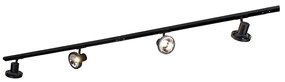 Модерна релсова система за осветление с 4 черни прожектора 1-фазов 200 см - Iconic Jeany