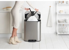 Кош за боклук Brabantia Bo Pedal 1003186, 60 л, Леко затваряне, Противоплъзгаща основа, Устойчив на пръстови отпечатъци, Инокс/Мат