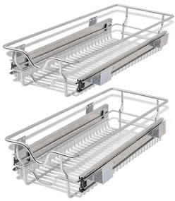 50478 vidaXL Плъзгащи се телени кошници, 2 бр, сребристи, 300 мм