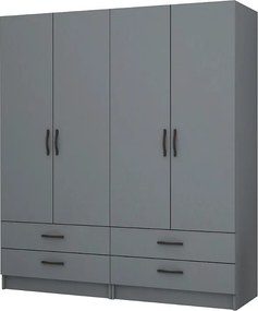 Ricardo четиридверен меламинов гардероб в антрацитен цвят 160x51,8x181см.