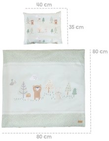 Светлозелено памучно детско спално бельо за детско креватче 80x80 cm Woodland Buddies – Roba