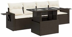 3326404 vidaXL Градински комплект с възглавници, 5 части, кафяв полиратан