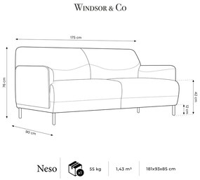 Сив диван , 175 см Neso - Windsor &amp; Co Sofas