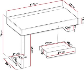 Бюро Teen Flex I -Дължина: 110 cm