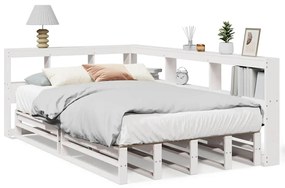 3324503 vidaXL Легло с етажерка за книги, без матрак, 120x200 см, бор масив