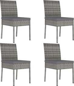 315109 vidaXL Градински трапезни столове, 4 бр, полиратан, сиви