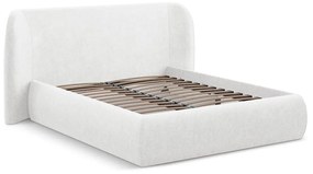 Бяло двойно тапицирано легло с място за съхранение и включена подматрачна рамка 180x200 cm Hauke – Makamii