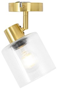 Таванен прожектор в стил арт деко златен със стъкло, регулируем - Laura