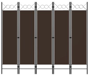 Sonata Параван за стая, 5 панела, кафяв, 200x180 см