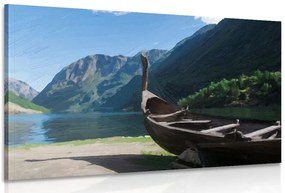 Картина на платно – Дървена викингска лодка