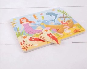 Bigjigs - Дървен пъзел в рамка - Русалка