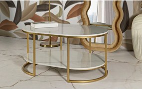 Бяла/златистa масичка за кафе с мраморна плоча 60x90 cm Izmir – Mauro Ferretti