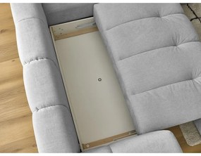 Светлосив сгъваем/с място за съхранение ъглов диван (десен ъгъл/L форма) Fuji – Bobochic Paris