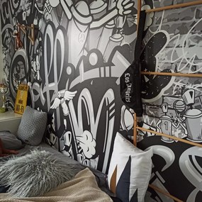 Самозалепващ тапет – Сиви street art графити