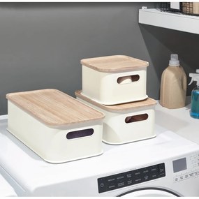 Бяла кутия за съхранение с капак, изработена от пауловния Дърво с дръжки, 21,3 x 43 cm Eco - iDesign