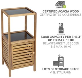 Нисък тесен шкаф за баня от масивна акация в черен и естествен цвят 39,5x86 cm Fondi – Wenko