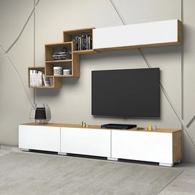 Меламиново ТВ единица Free в бял - сонома цвят 210x35x38см.