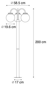 Фенер черен с прозрачно стъкло 200см 3-светлинен IP44 - Sfera