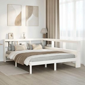 3324333 vidaXL Легло с етажерка за книги, без матрак, 135x190 см, бор масив