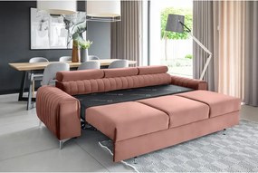 Розов кадифен разтегателен диван 261 cm Laurence – ELTAP