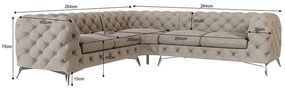 Сиво-бежов кадифен ъглов диван Chelsea – Ropez