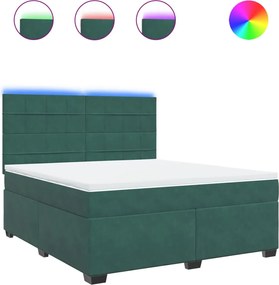 3293281 vidaXL Боксспринг легло с матрак, тъмнозелено, 180x200 см, кадифе