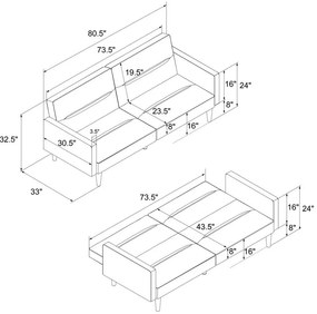 Тъмносин разтегателен диван Mainstays - Støraa