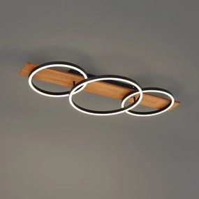 Дизайнерска таванна лампа черна кръгла вкл. LED 3-степенно димиране 3-лампи - Nimue