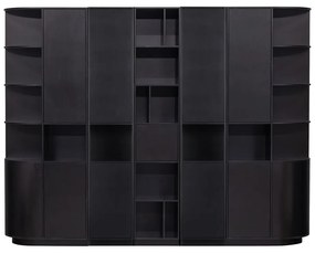 Черна модулна библиотека от масивен бор 276x210 cm Finca – WOOOD
