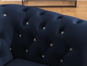 Син кадифен разтегателен ъглов диван (ляв ъгъл L форма) York Blik – Ropez