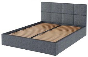 Сиво тапицирано двойно легло с място за съхранение с решетка 180x200 cm Bufo Bed - MESONICA