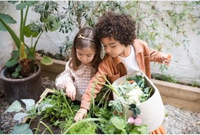 Кремава текстилна детска кошница за играчки ø 30x23 cm Veggies – Lorena Canals