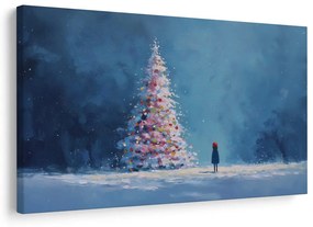 Картина на платно – Коледно дърво и самотен пътник